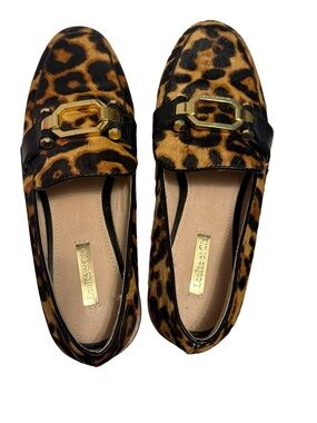 Louise et Cie “”Boise” Calf Hair Leopard Print Loafers  Gold Hardware Size 7 Med